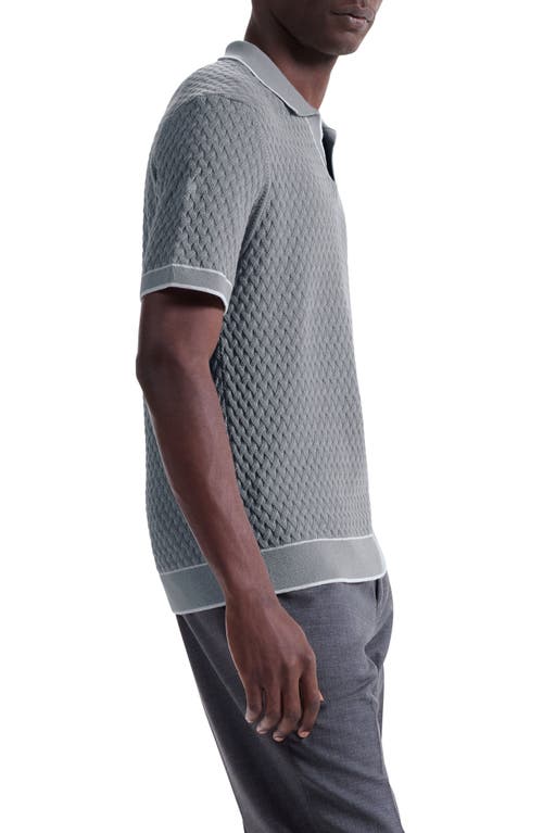 Bugatchi Johnny Collar Basket Stitch Cotton Blend Polo Sweater In Gray