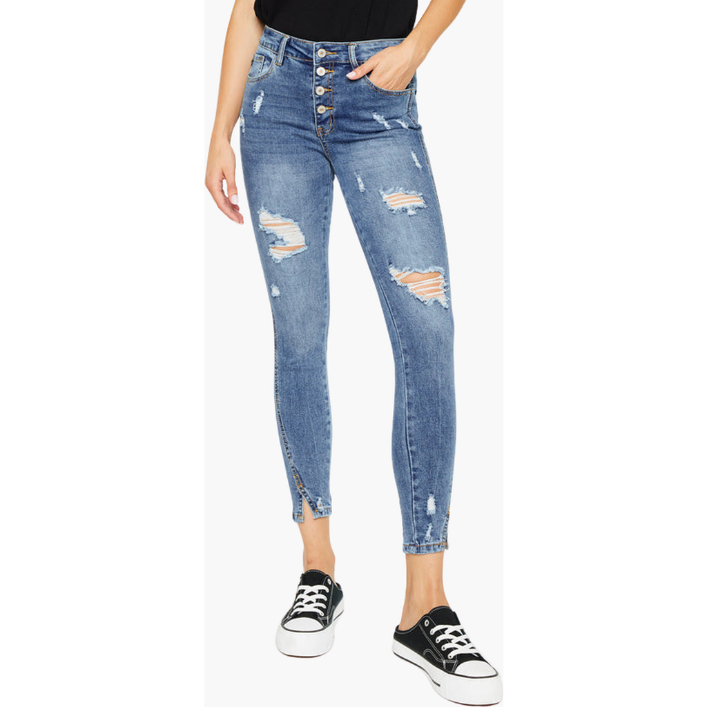 Kancan Ellington High Rise Ankle Skinny Jeans In Blue