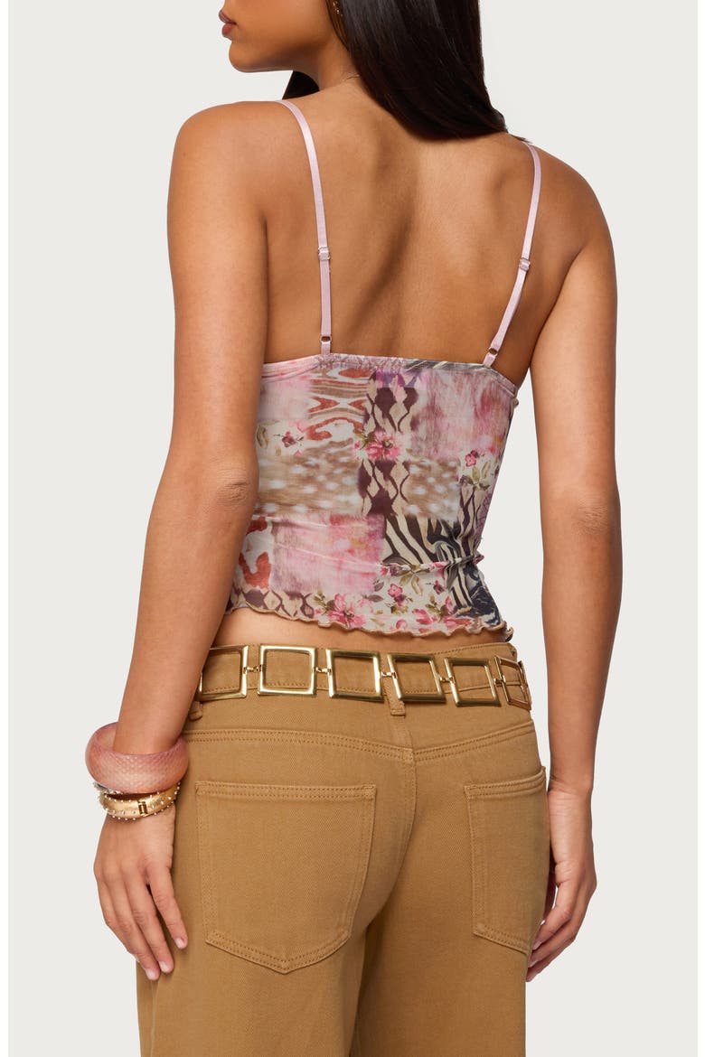 Mixed Animal Print Mesh Camisole, Alternate, color, BROWN