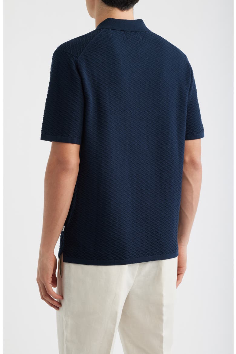 Paul Textured Organic Cotton Knit Polo, Alternate, color, NAVY BLUE