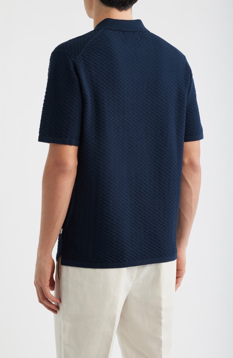 NN07 Paul Textured Organic Cotton Knit Polo, Alternate, color, Navy Blue