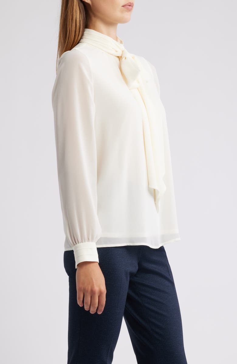 Anne Klein Tie Neck Top, Alternate, color, White Dove