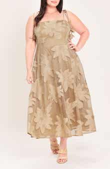 Mesh Appliqué Midi Dress