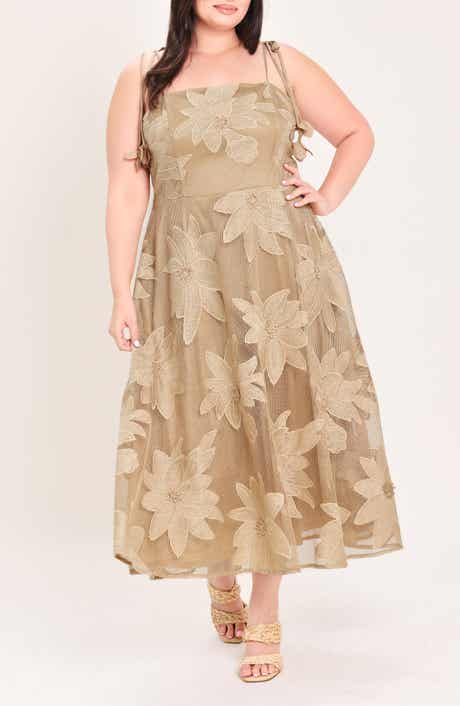 Mesh Appliqué Midi Dress