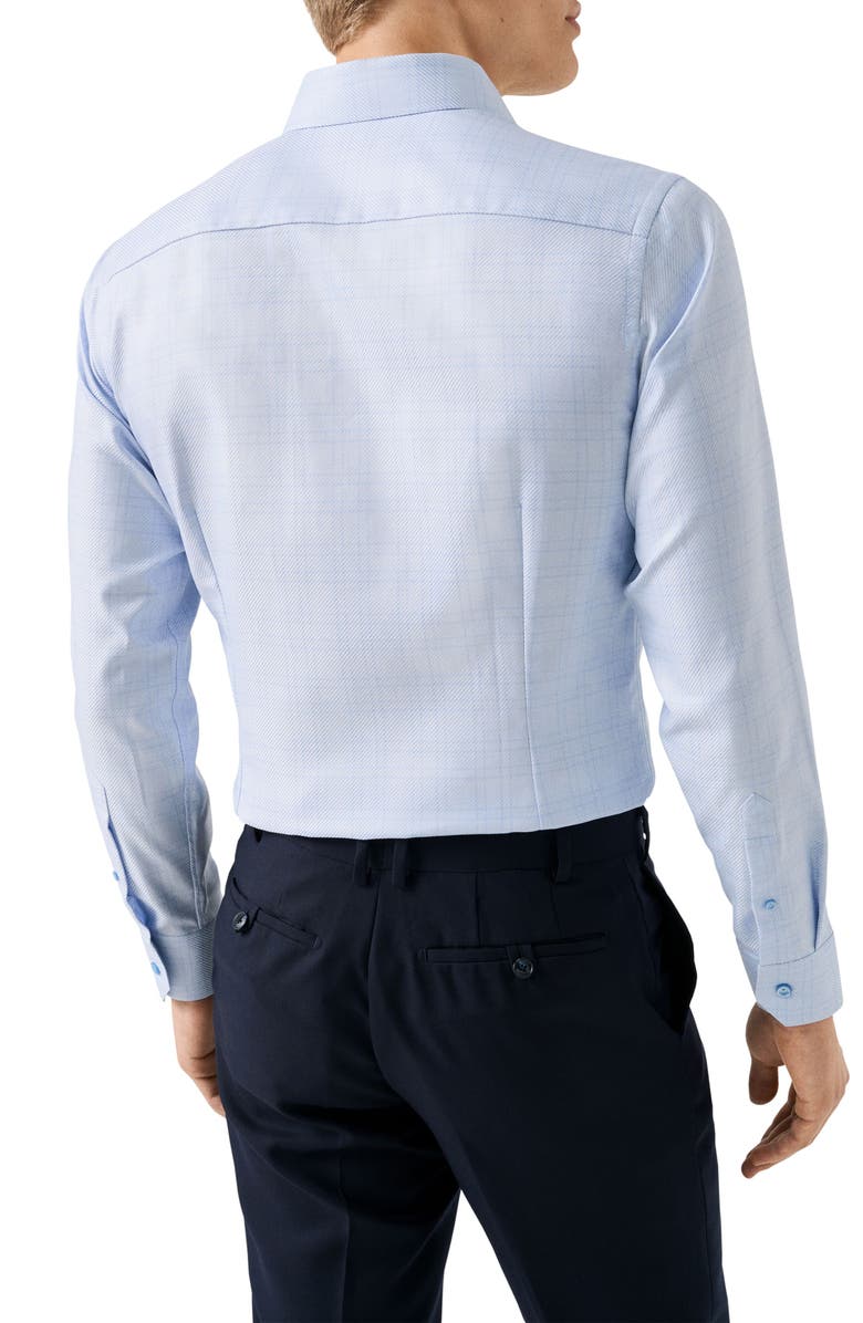 Eton Slim Fit Check King Twill Dress Shirt, Alternate, color, Light Blue