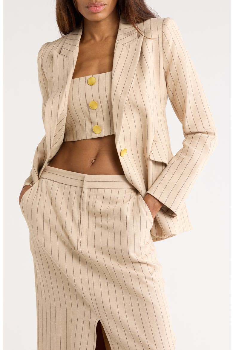 Chamberlain Pinstripe Linen Blend Blazer, Main, color, TAN/ BROWN PINSTRIPE