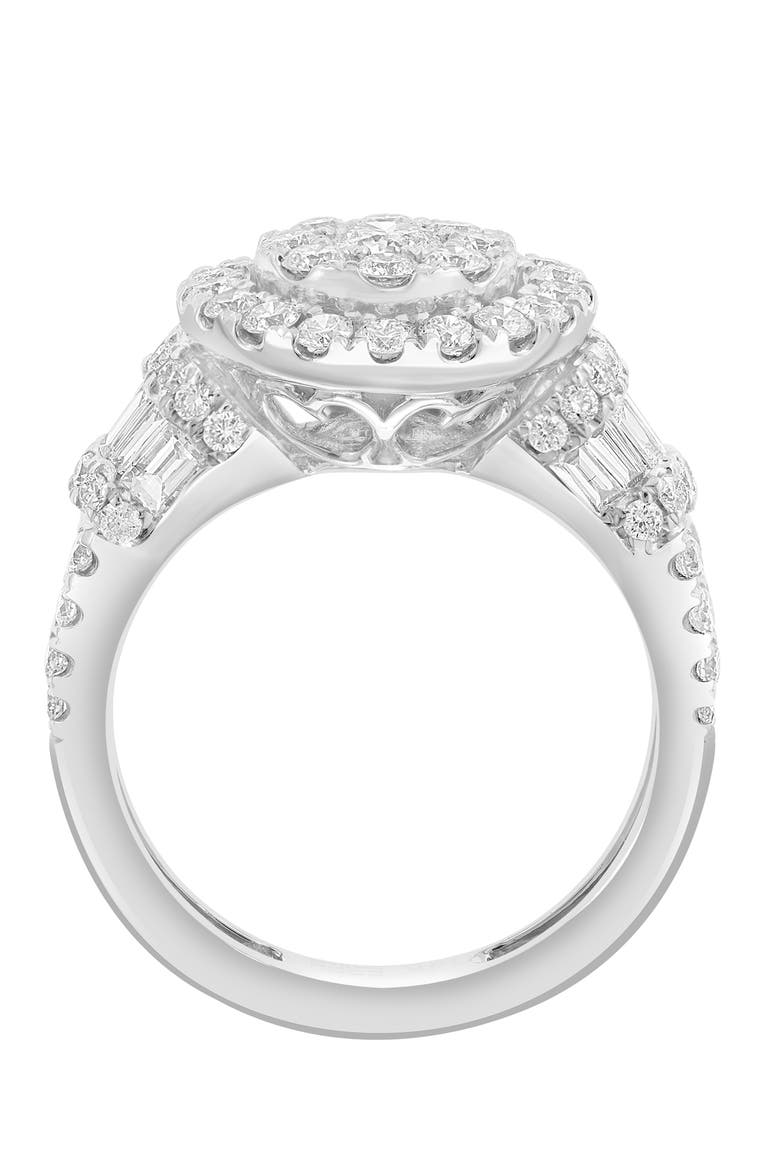 Double Halo Diamond Ring in 14K White Gold, Alternate, color, Hematite and FW Blush Pearl