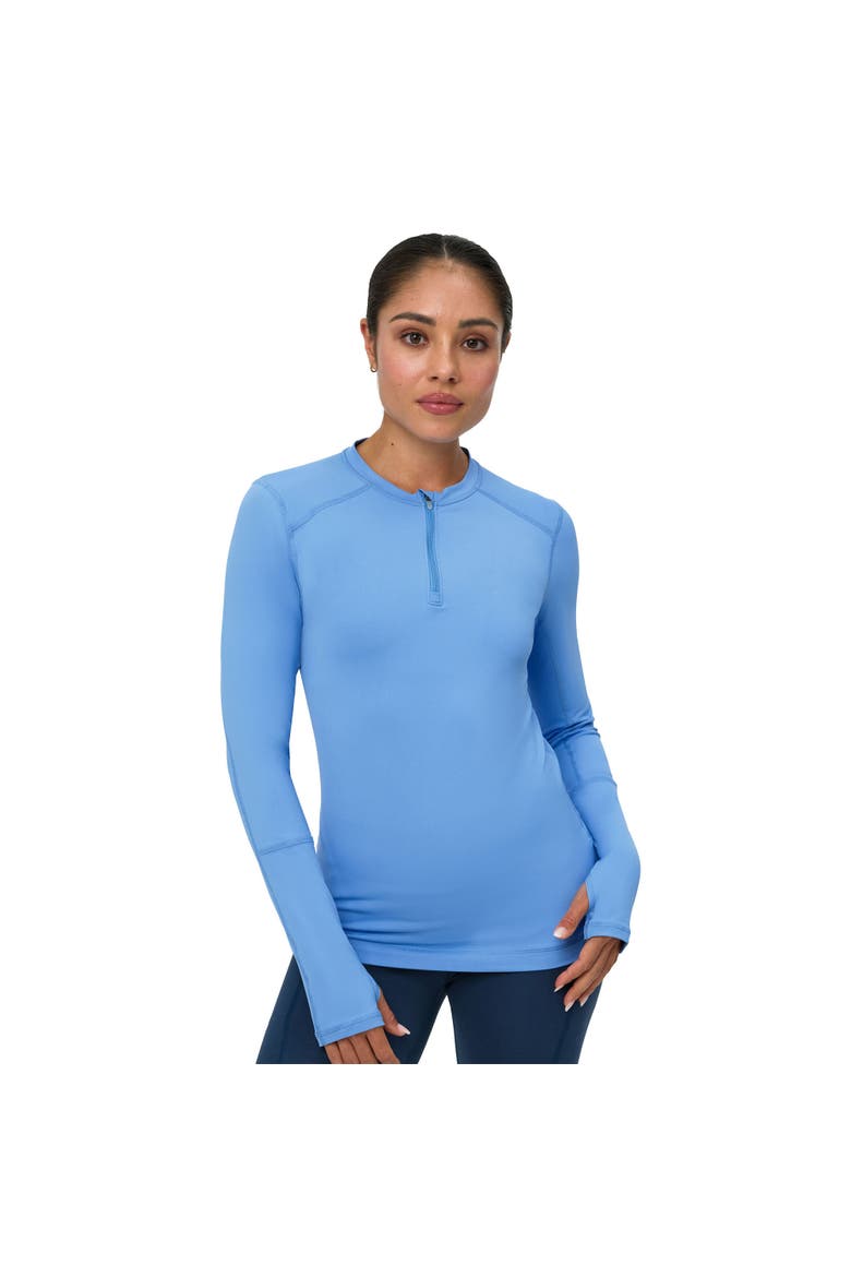 Women's Performance Quarter Zip Long Sleeve Crew Shirt for Sun and UV Protection, Main, color, Indigo