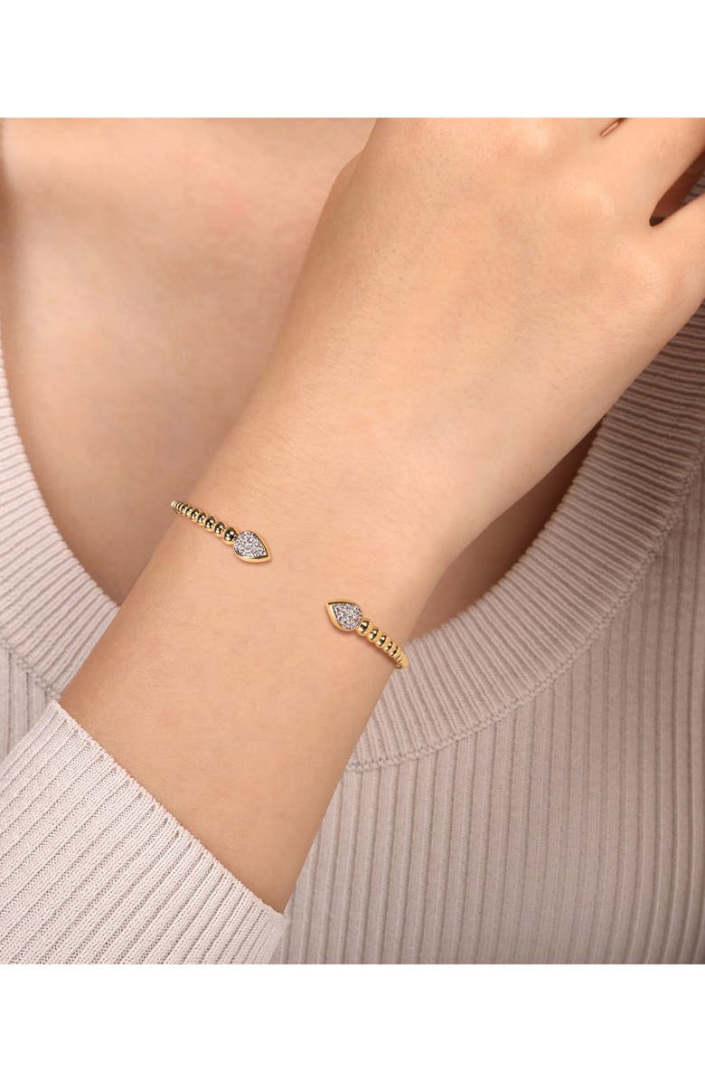 Gabriel & Co. Bujukan Beaded Diamond Pavé Cuff Bracelet, Alternate, color, Gold
