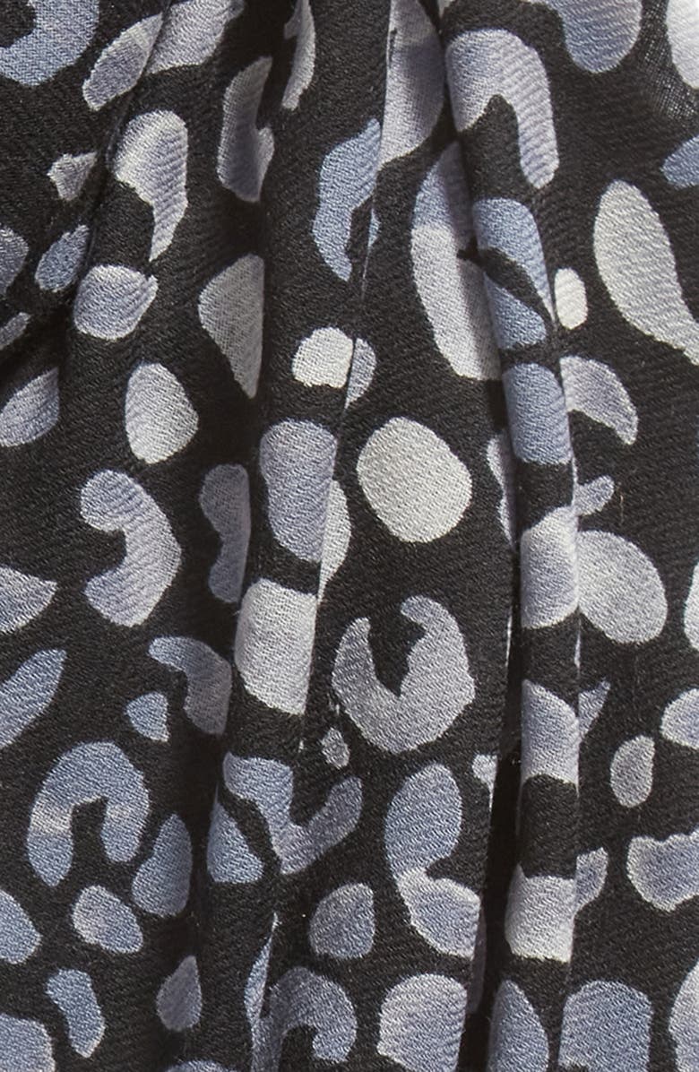 Nordstrom Tissue Print Wool & Cashmere Wrap Scarf, Alternate, color, Black- Grey Leopard Haze