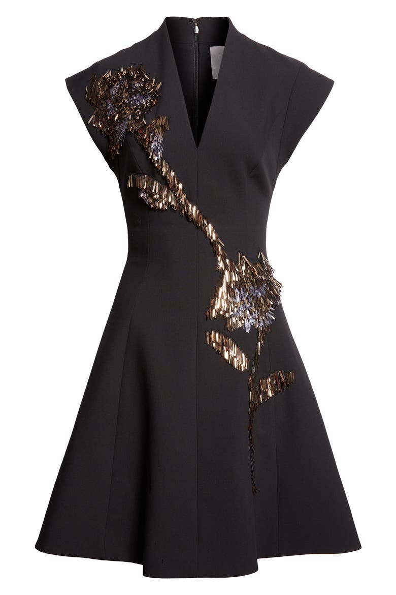 Fishing Lures Embroidered Fit & Flare Cocktail Dress, Alternate, color, BLACK