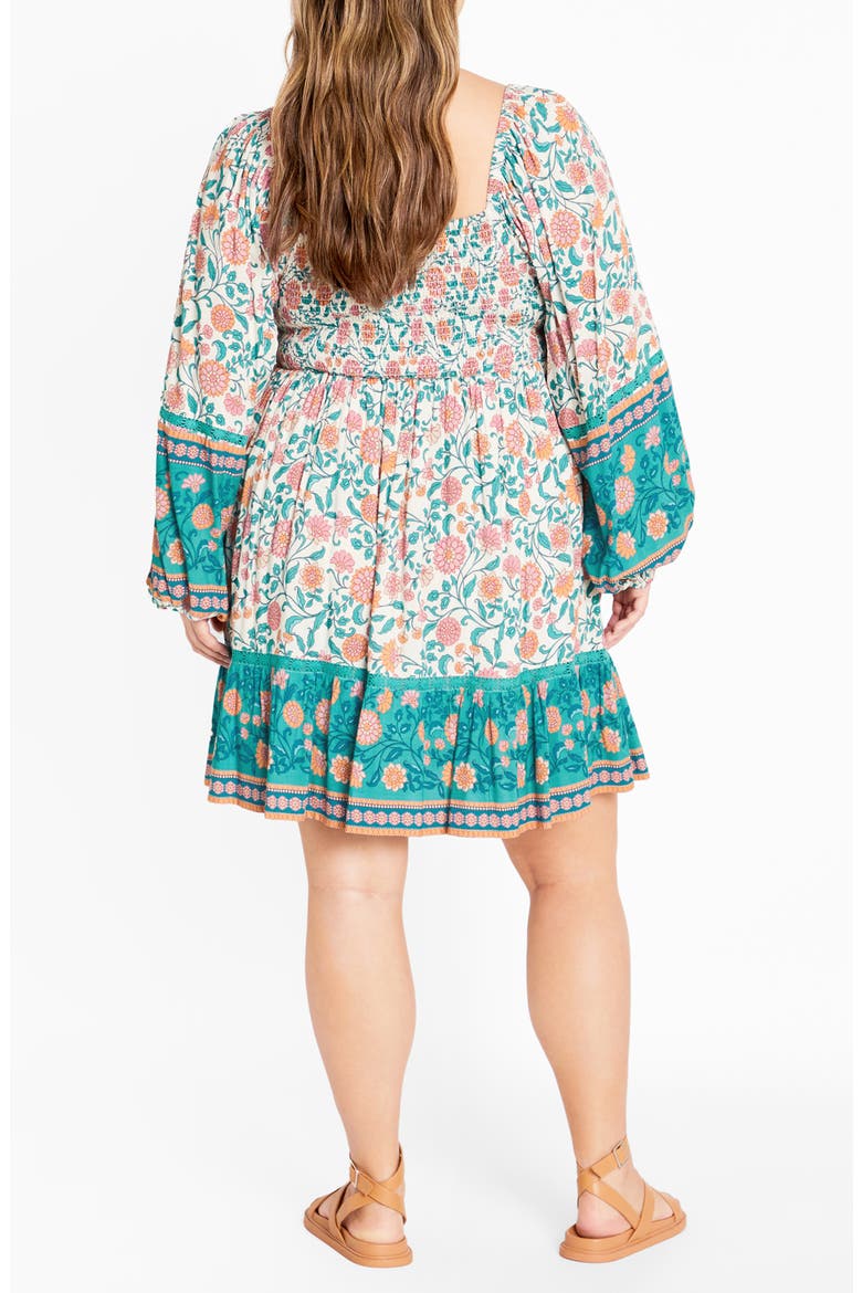 Aurora Long Sleeve Tiered Minidress, Alternate, color, GARDENIA