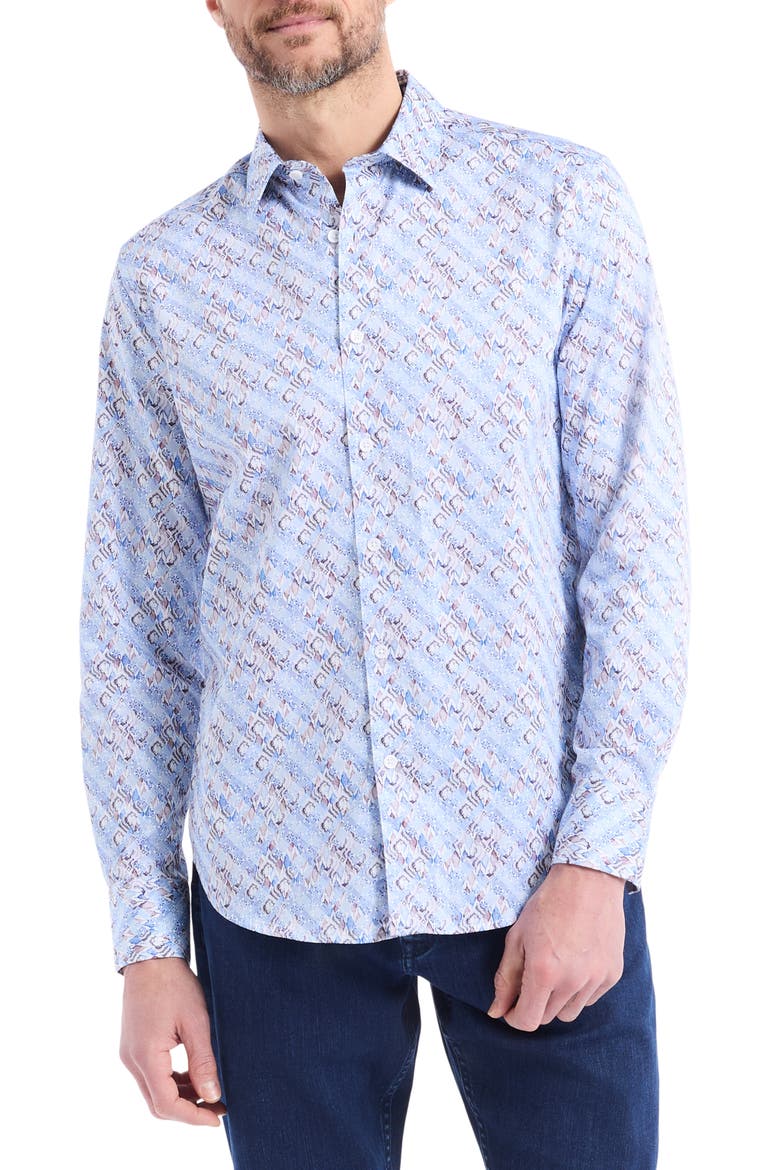 Bradvale Long Sleeve Cotton Button-Shirt, Main, color, LIGHT BLUE