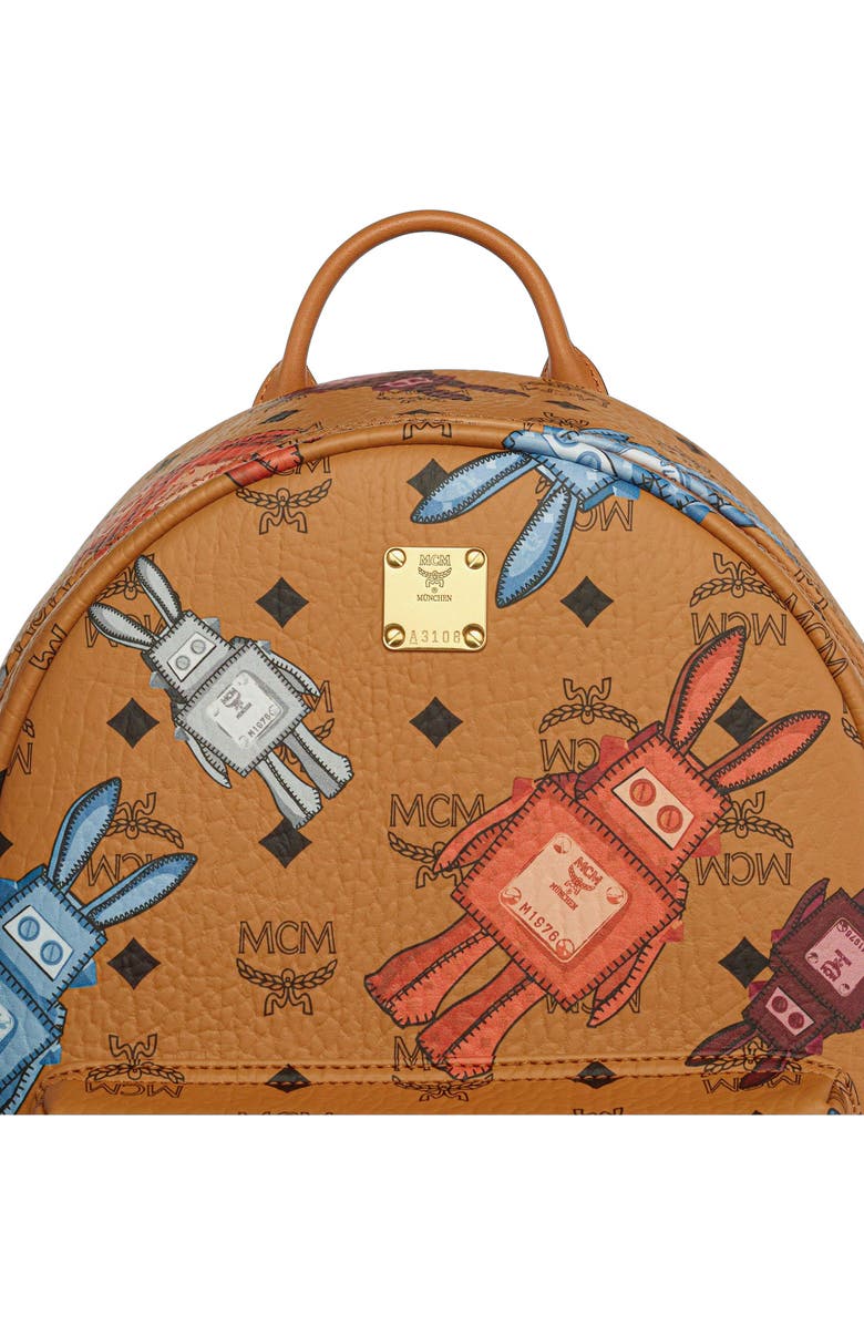 MCM Medium Stark Backpack in Rabot Visetos, Alternate, color, Cognac