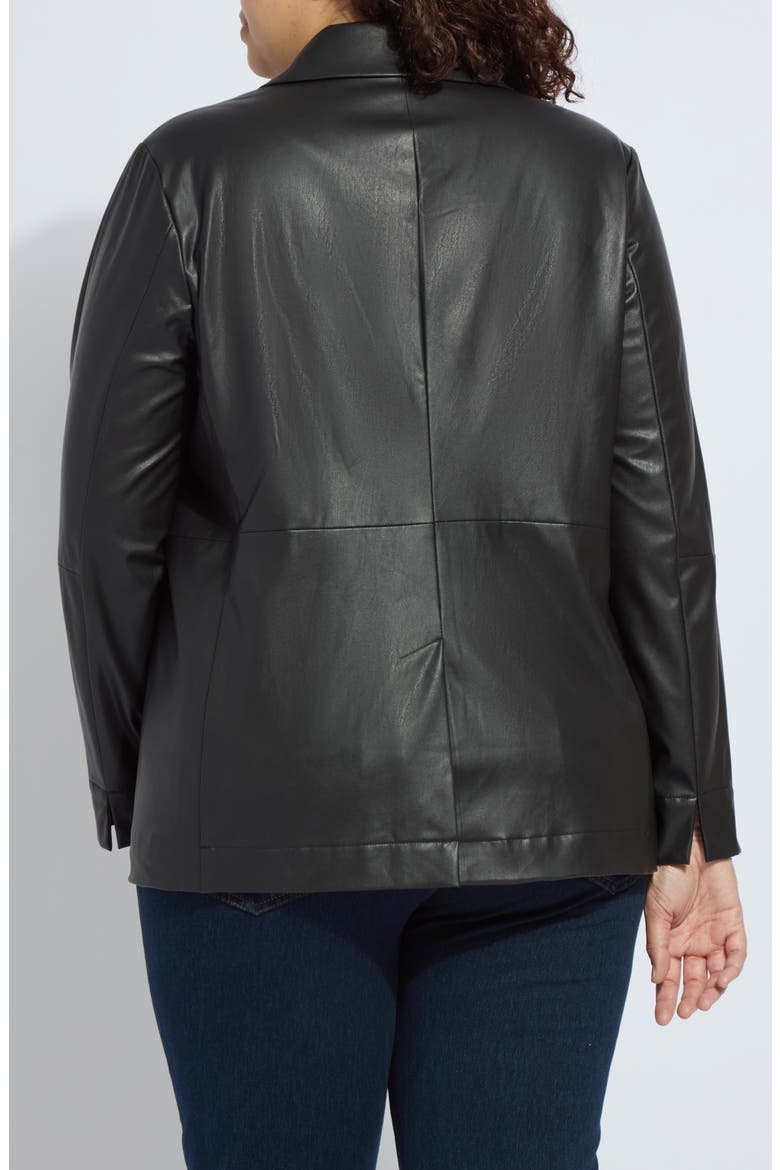 'Lyssentials Faux Leather Blazer, Alternate, color, BLACK