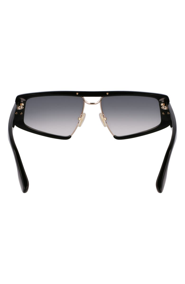 Victoria Beckham Classic Logo 57mm Gradient Modified Rectangular Sunglasses, Alternate, color, Black