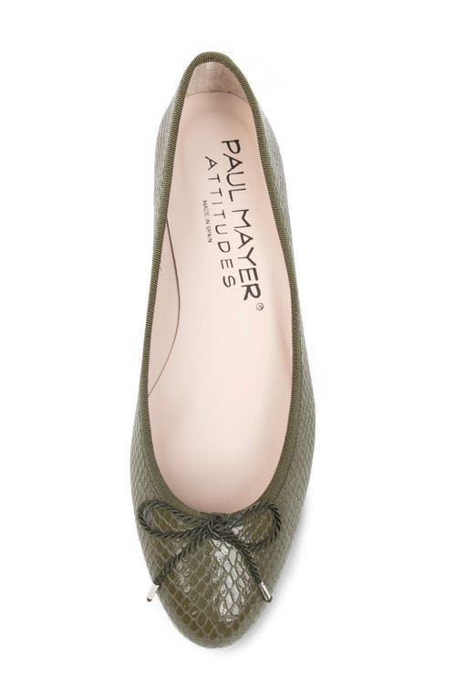 Paul Mayer Luxe Textured Ballet Flat In Green