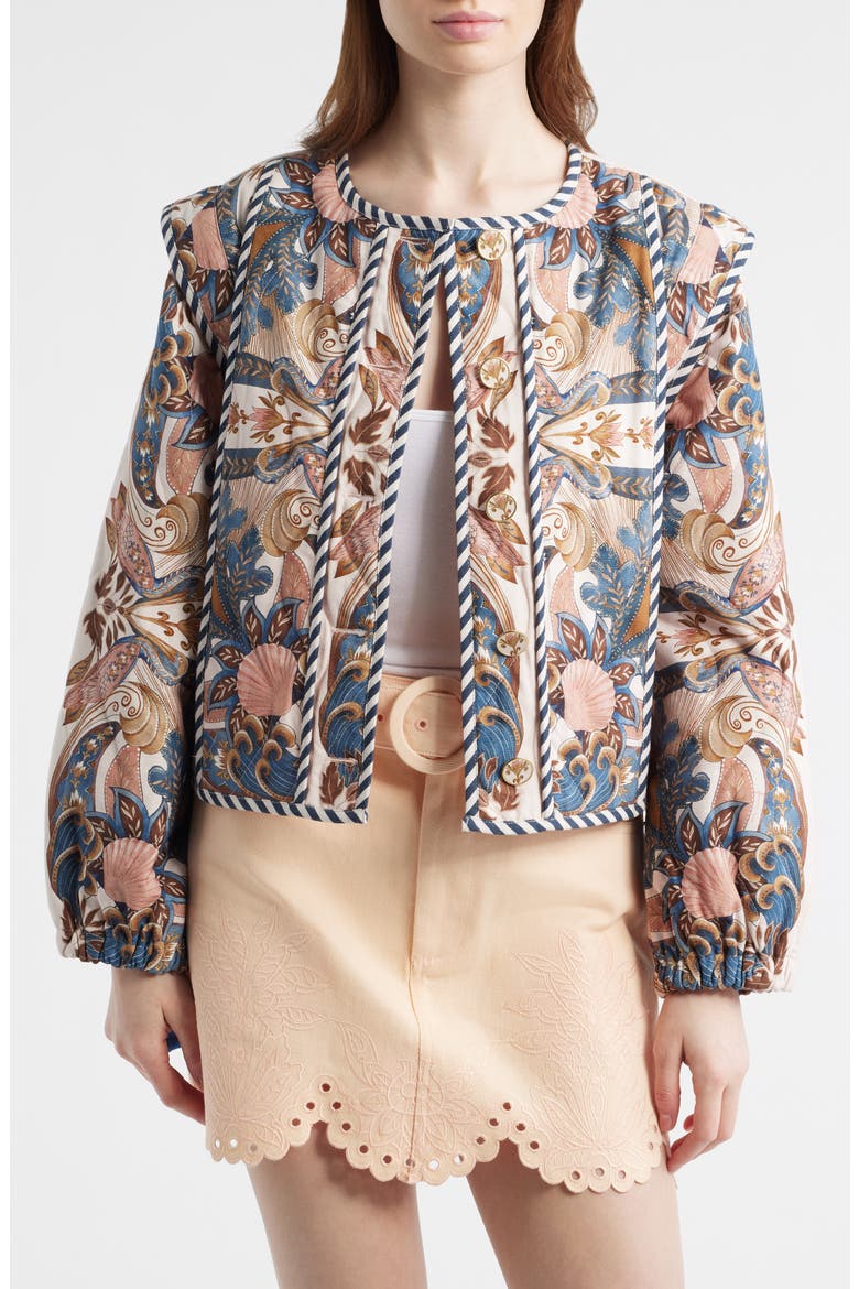 Sea Garden Print Button Front Jacket, Main, color, SEA GARDEN SCARF SOF