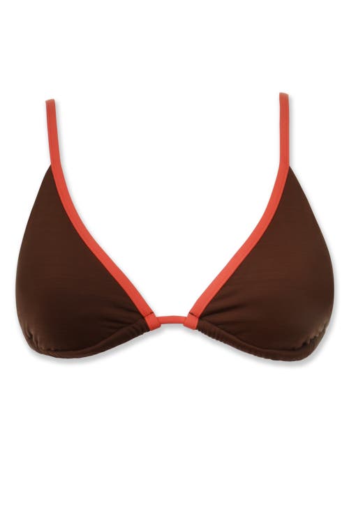 Helen Jon Over The Shoulder String Top In Textured Chocolate Brown Coral