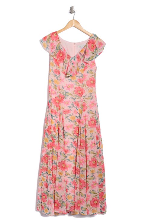 Ruffle Godet Midi Dress