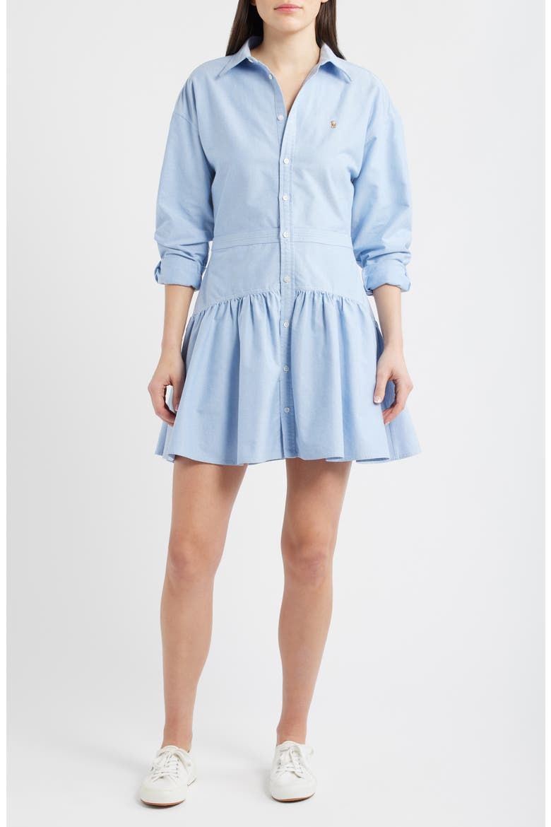 Long Sleeve Cotton Shirtdress, Main, color, BSR BLUE