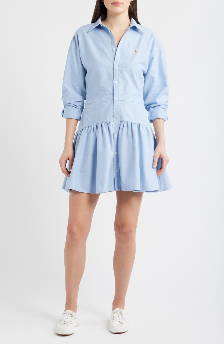 Polo Ralph Lauren Long Sleeve Cotton Shirtdress, Main, color, Bsr Blue