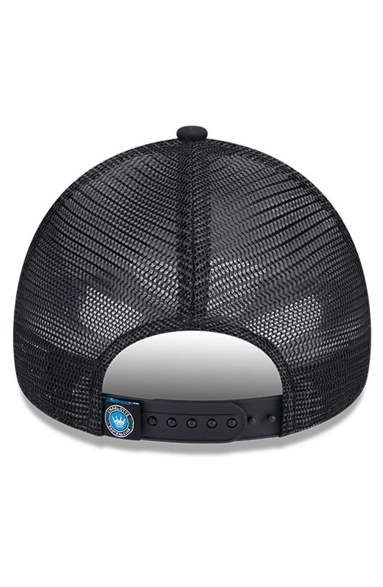 New Era Women's New Era White/Black Charlotte FC Throwback A-Frame Trucker 9FORTY Snapback Hat, Alternate, color, Black