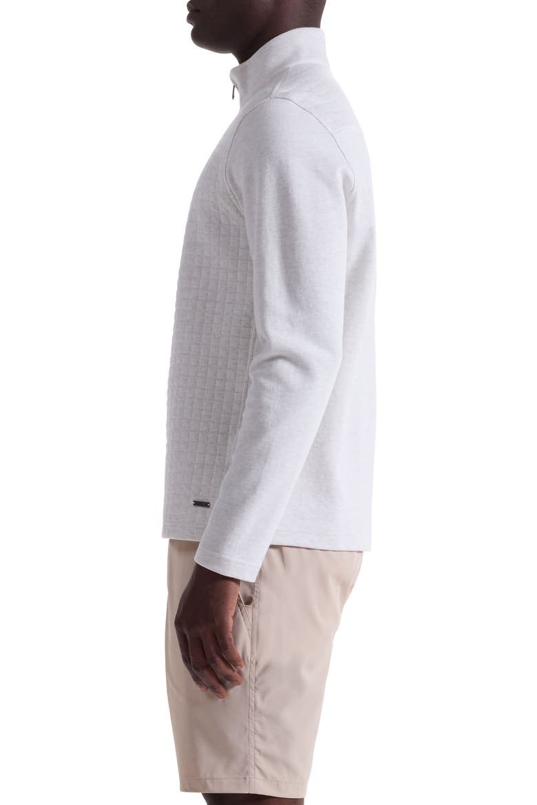 Waffle Quarter Zip Cotton Blend Pullover, Alternate, color, CHALK