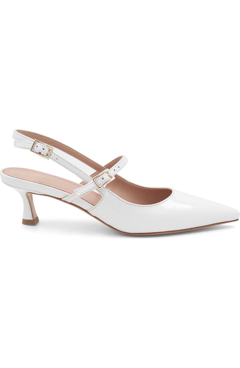 Bruno Magli Luciana Pointed Toe Slingback Pump, Alternate, color, Bone Crinkled Patent