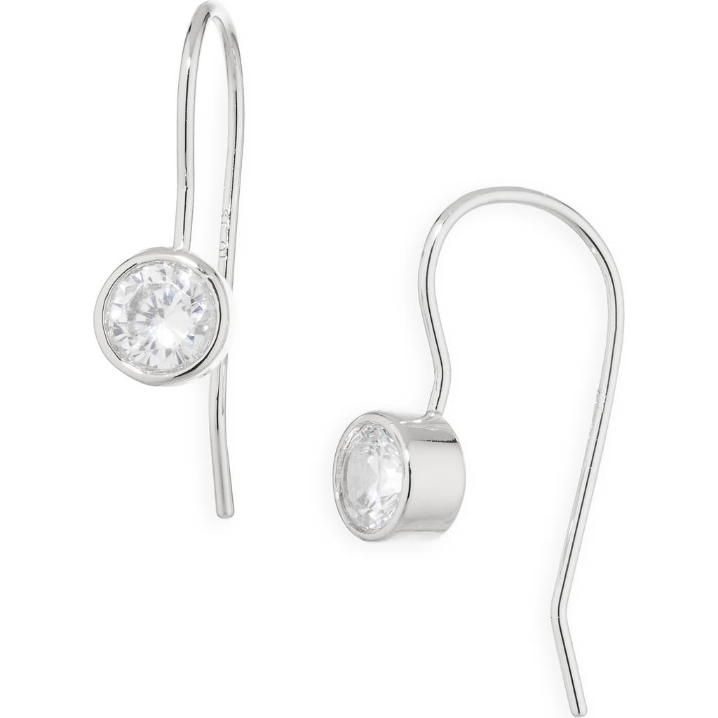 Sterling Forever Elspeth Bezel Set Cz Drop Earrings In Metallic