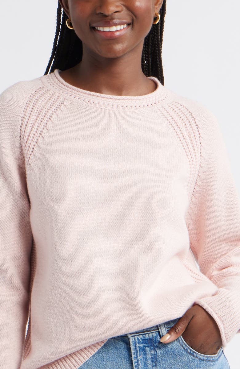 Caslon<sup>®</sup> Raglan Sleeve Roll Neck Wool & Cotton Sweater, Alternate, color, Pink Smoke