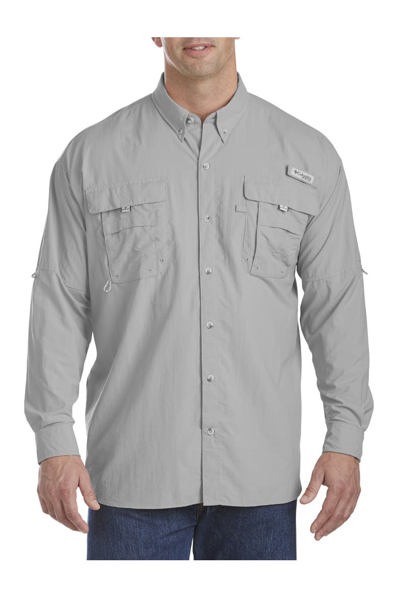 Big & Tall PFG Bahama II Long-Sleeve Sport Shirt, Main, color, COOL GREY
