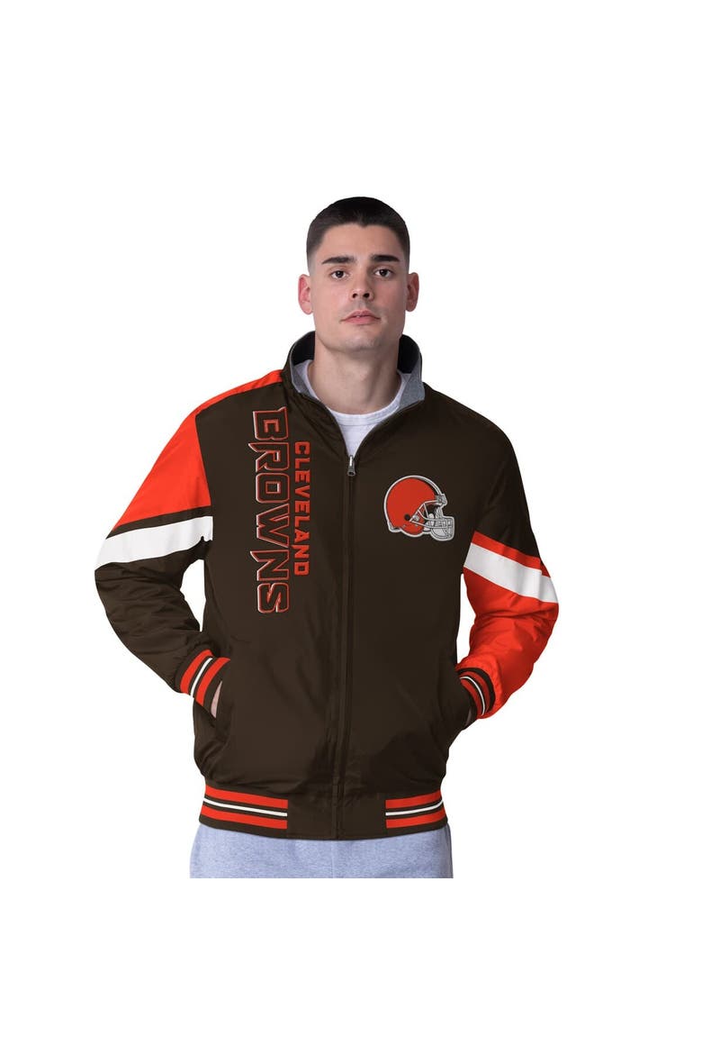 Men's G-III Extreme Brown Cleveland Browns Strong Arm Reversible Full-Zip Jacket, Main, color, Brown