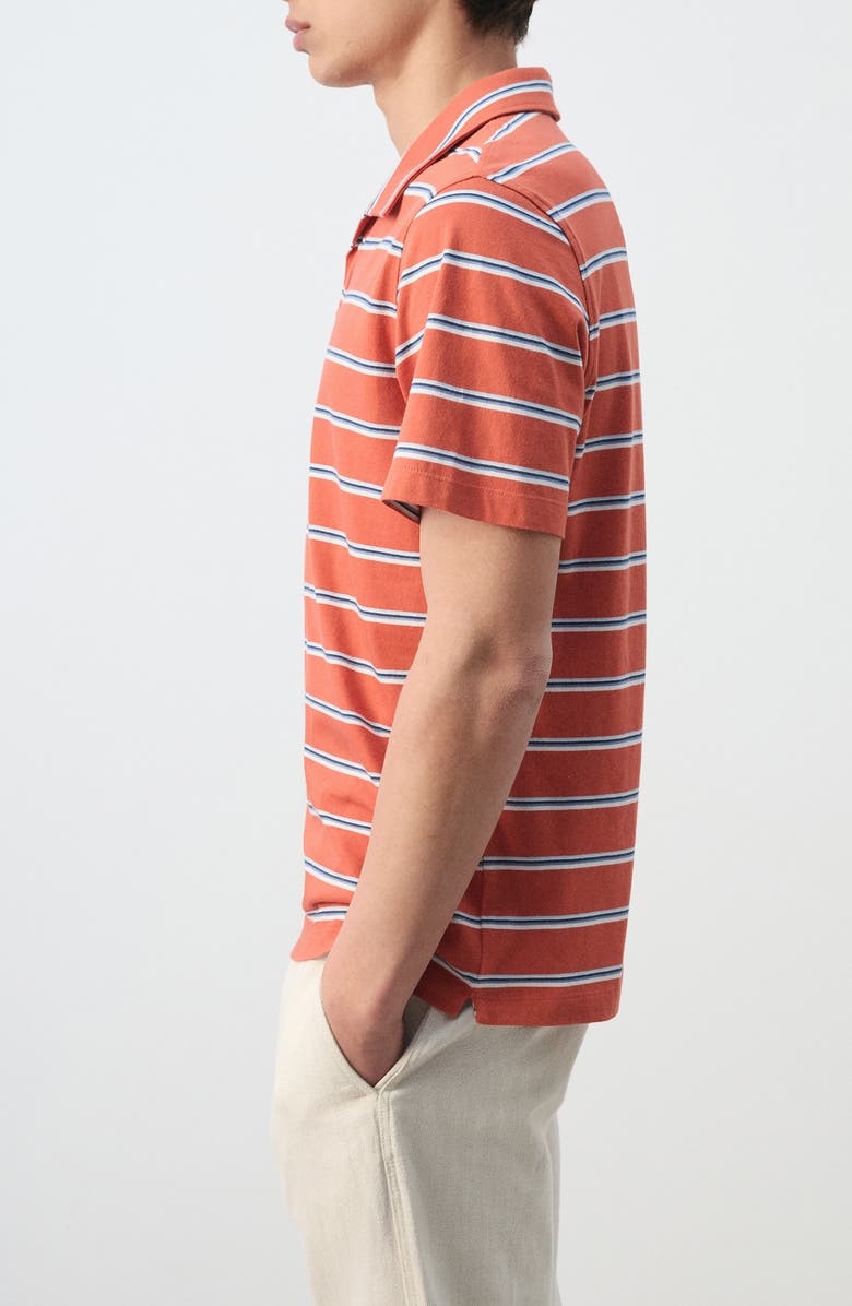 MANGO Regular Fit Stripe Cotton Polo, Alternate, color, Salmon
