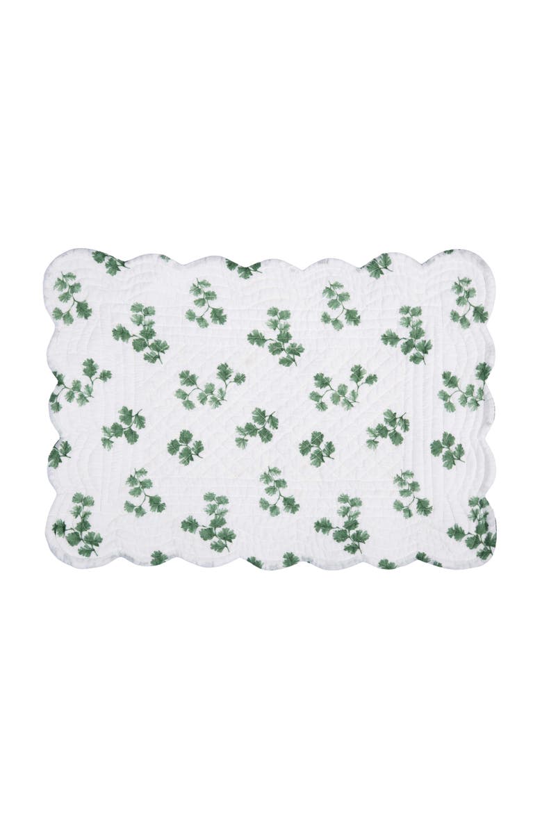 C&F Home Marcy Blooms Scalloped Placemats Set of 6 Floral Design All, 13" x 19", Alternate, color, Green