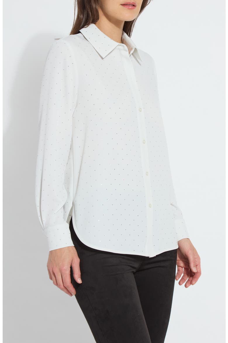 Crystal Embellished Button-Up Shirt, Alternate, color, ICE