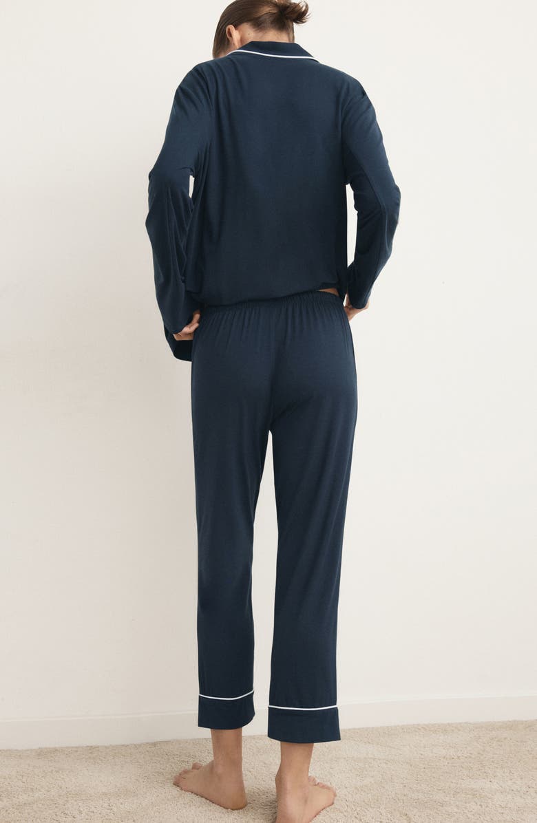 MANGO Piped Pajamas, Alternate, color, Indigo Blue