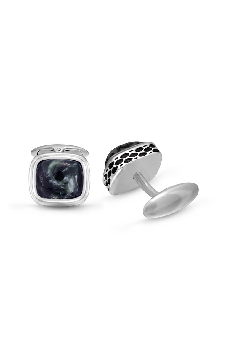 LuvMyJewelry Seraphinite Sterling Silver Men Cufflinks, Alternate, color, Silver