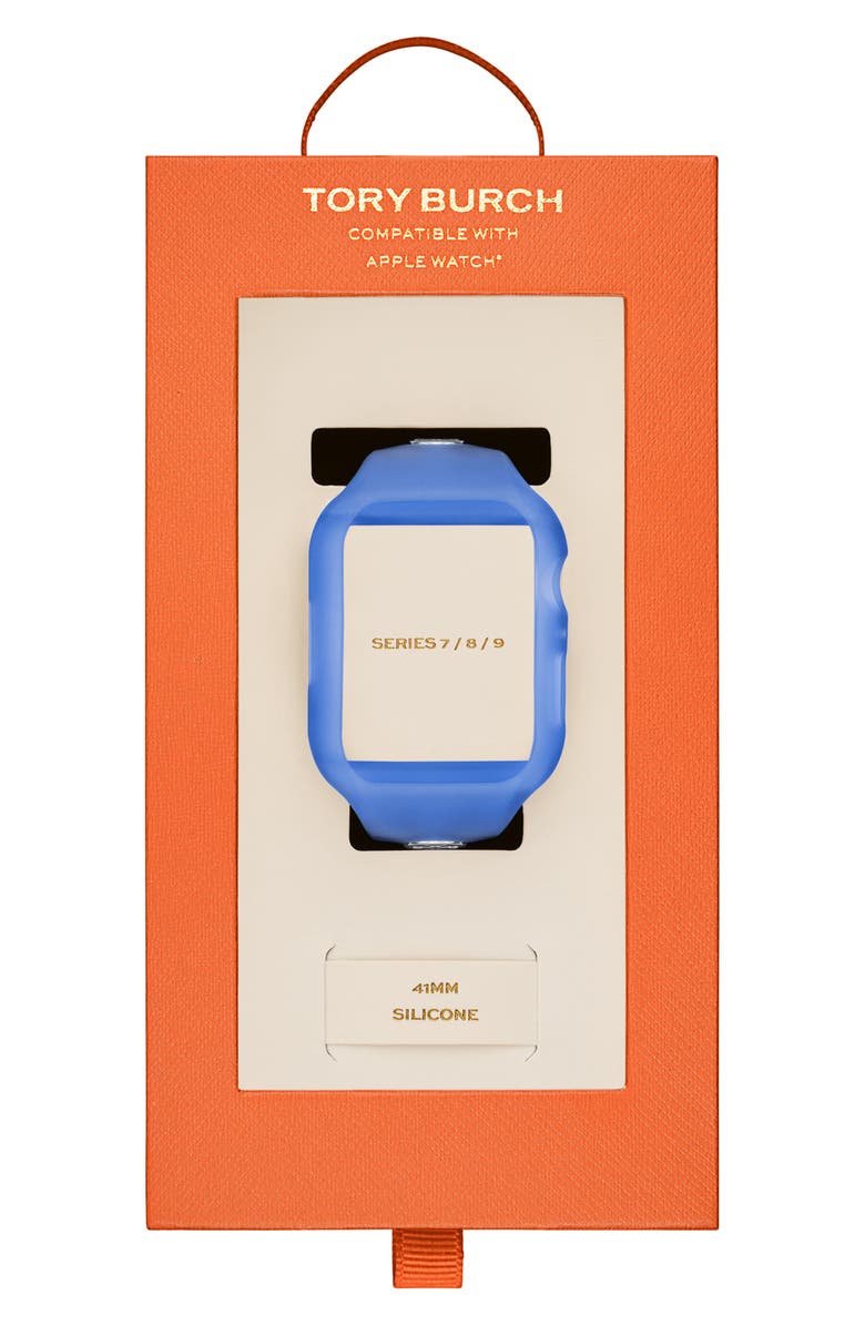 Tory Burch T Monogram Silicone Apple Watch<sup>®</sup> Watchband, 41mm, Alternate, color, Blue