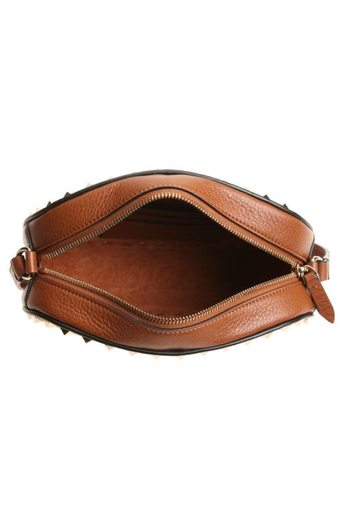 Valentino Rockstud Mini Grainy Leather Crossbody In Brown