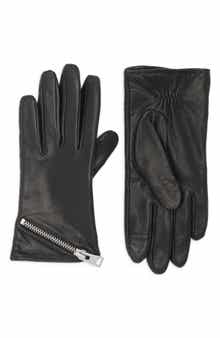 AllSaints Asymmetrical Zip Leather Gloves