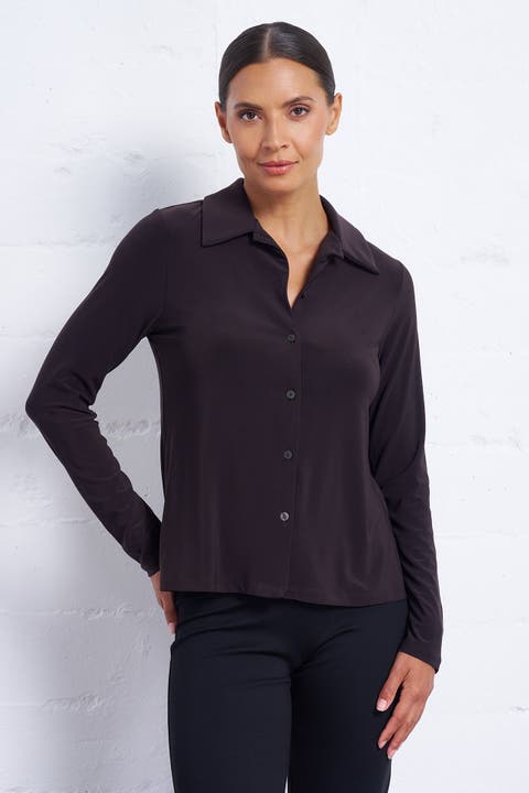 Luxe Stretch Jersey Button-Up