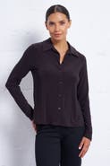 Franne Golde Luxe Stretch Jersey Button-Up