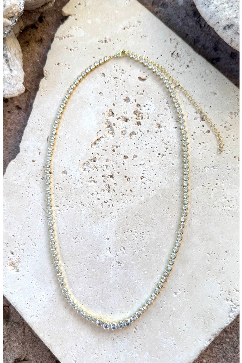 Bezel Crystal Tennis Necklace, Alternate, color, GOLD