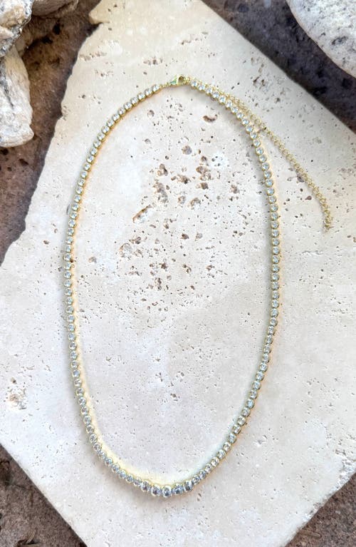 Adornia Bezel Crystal Tennis Necklace In Gold