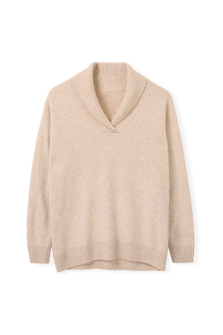 Lambswool Shawl Collar Knitted Jumper, Alternate, color, Oatmeal