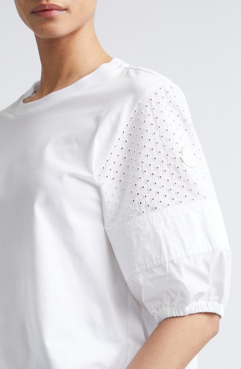 Moncler Flax Blend Crewneck T-Shirt, Alternate, color, White