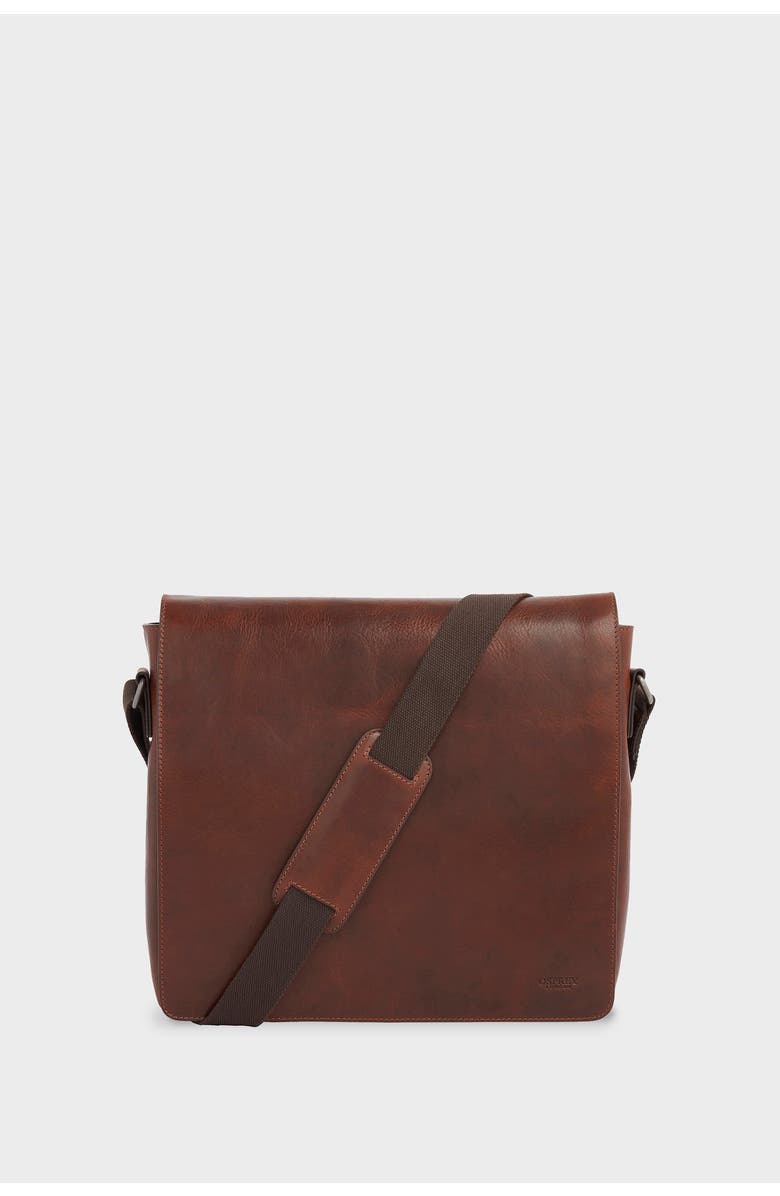 Osprey London The Smithy Large Leather Messenger Bag, Main, color, Cognac
