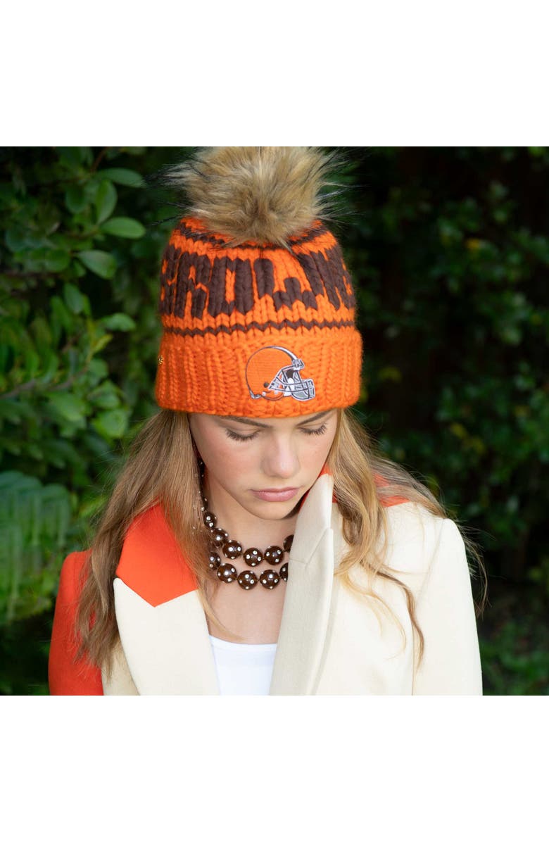 Lele Sadoughi Orange Browns Nfl Beanie With Faux Fur Pom Pom, Alternate, color, Orange 800