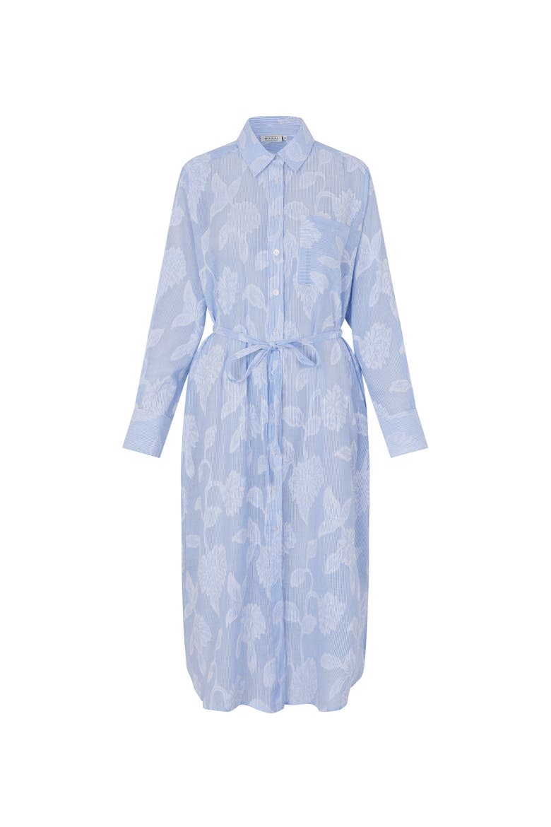 MaNivalina Floral Print Midi Shirt Dress, Alternate, color, Placid Blue
